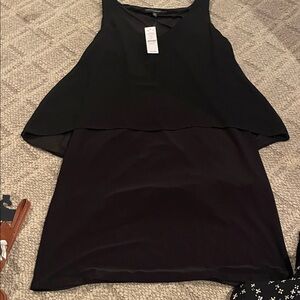 Elegant Black Sleeveless dress w sheer overlay